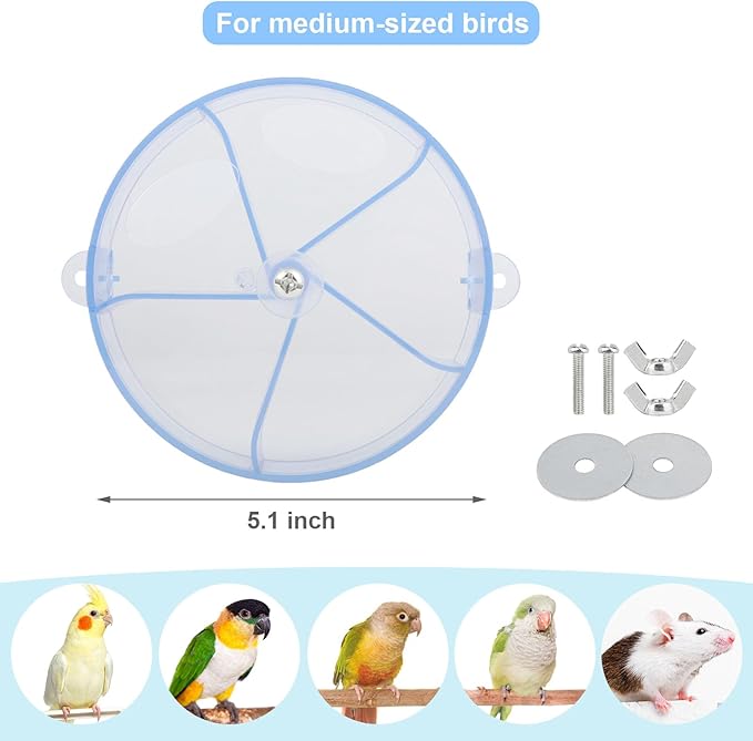 Bird Creative Foraging System Wheel Seed Food Ball Rotate Training Toy for Small and Medium Parrots Parakeet Cockatiel Conure (Clear Blue)
