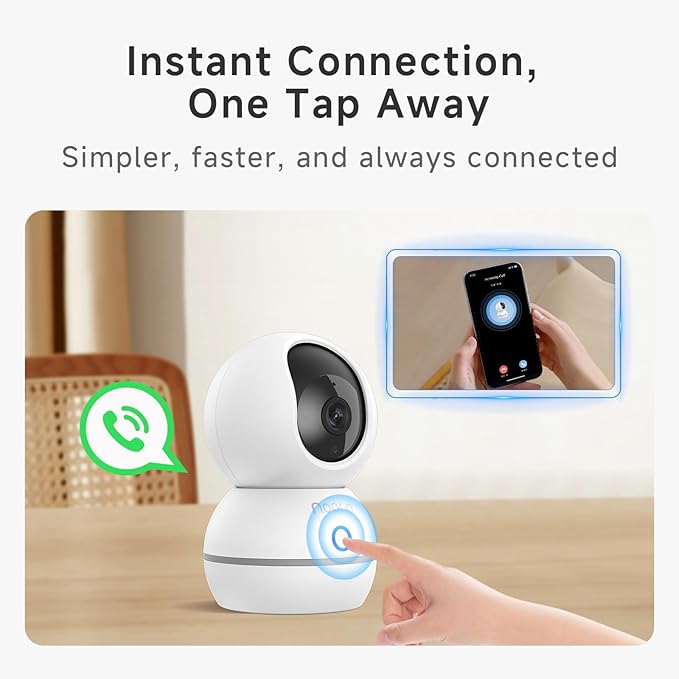 Noorio 2K Indoor Security Camera, Pet Camera with Speaker Pan&Tilt, One Click Call Baby Monitor Night Vision, Smart Motion Tracking Cam for Dogs, Plug-in 24/7 SD&Cloud Storage, CS201