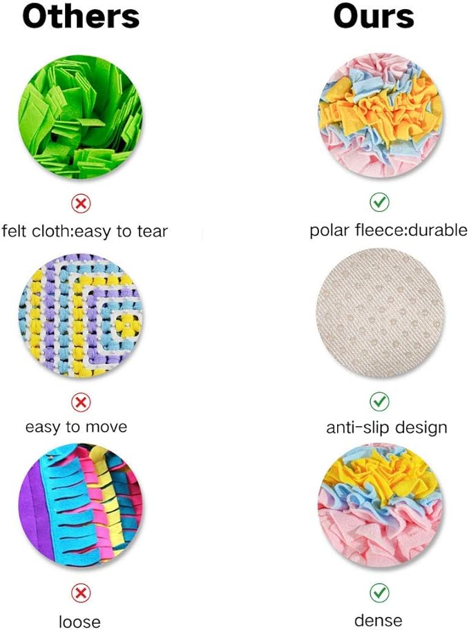 GoFika Small Dogs Slow Feeding Snuffle Foraging Mat Cloth for Puppies and Pets (14" x 11.8") Interactive Puzzle Feeder for Stimulation and Nosework (Pink)
