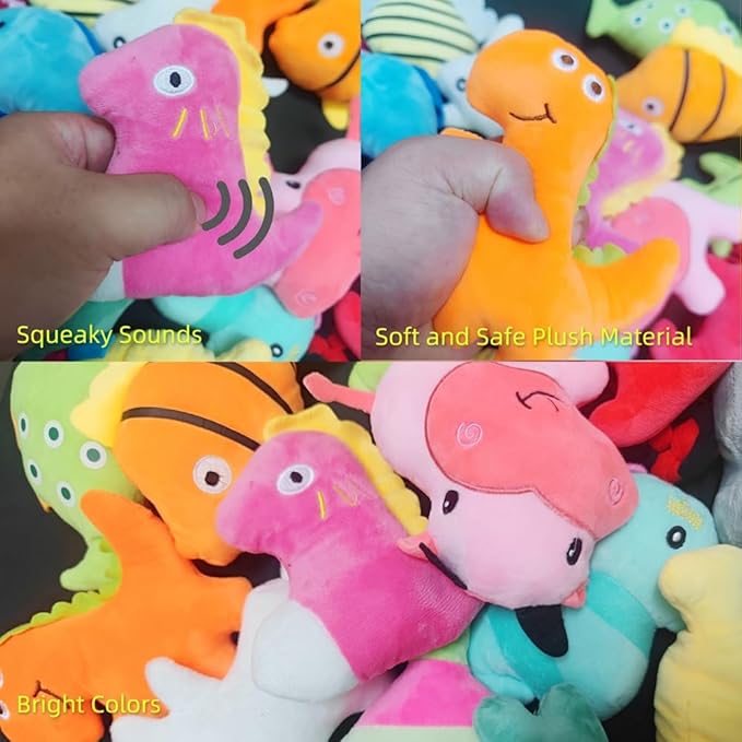 Cute Animal Designs Soft Dog Squeaky Toys (Pack of 20) for Small Medium Dogs