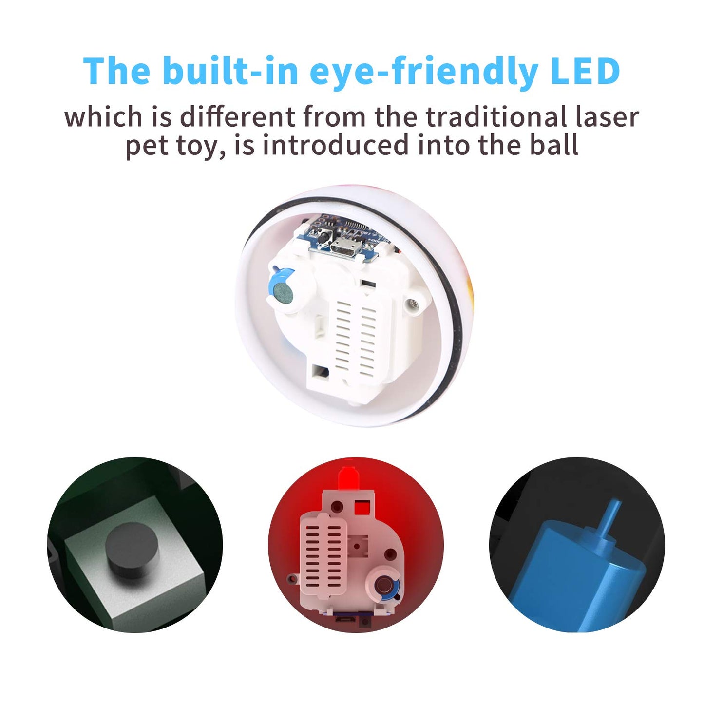 Interactive Cat Toys, Smart Rolling Dog Toys, Self Rotating Exercise Ball for Puppy Kitty, USB Recharge with LED Light, Cat Dog Catnip for Pet Supplies, Pack of 1