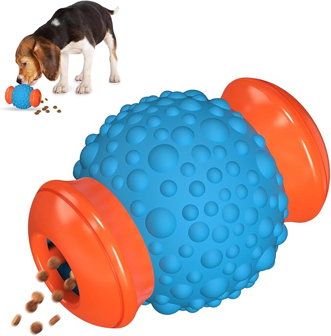 Interactive Dog Toys Treat Dispenser - Slow Puzzle Feeder for Large Dogs, Durable Rubber Chew Toys, Mental Stimulation for Anxiety Relief & Boredom