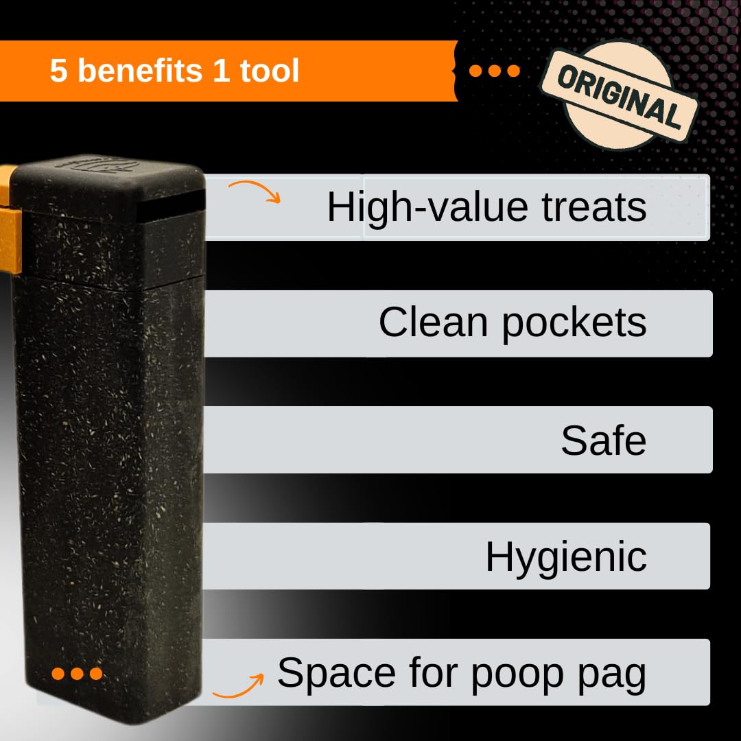 Handheld Dog Treat Dispenser, Offers a Treat (Max. diameter 3/4") in a Clean and Safe Way, Easy 1 Hand Operation, Slices Cheese, Meat Rolls etc. into Treats, Made in Finland