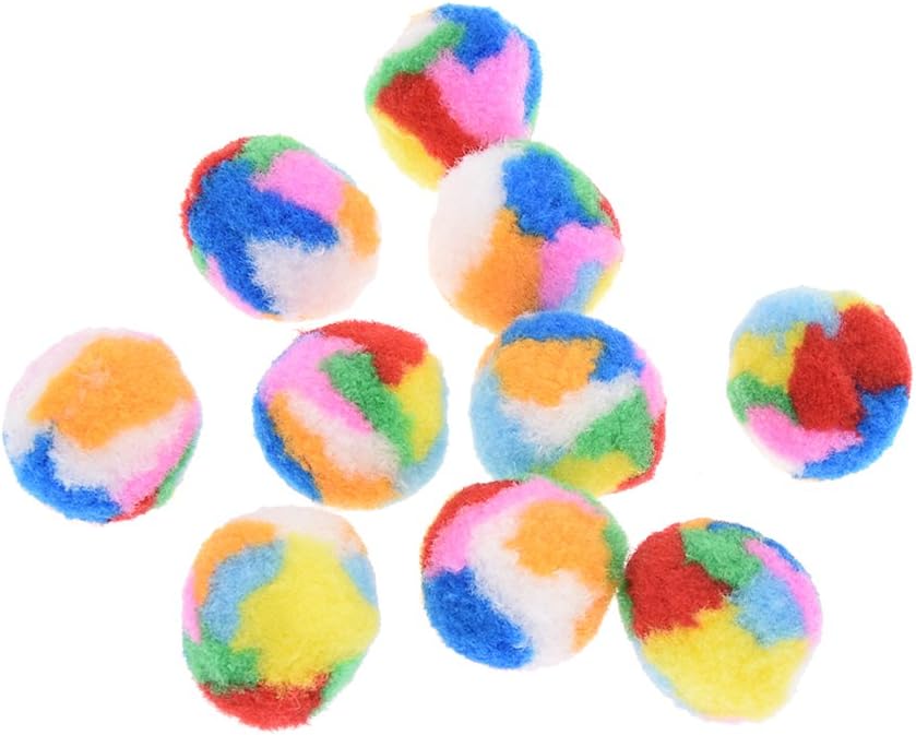 10Pcs Small Assorted Color Kitty Yarn Puffs Cat Toys Cat Chase Balls 1.37" Diameter