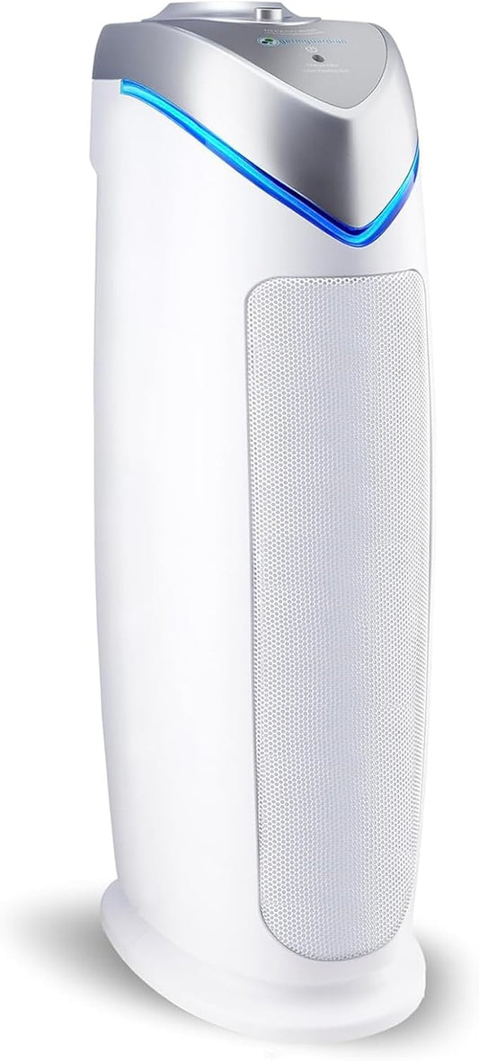 GermGuardian Air Purifier for Home with HEPA Pure Filter, for Wildfire Smoke, Pet Dander, Pollen, Odors, Large Rooms Up To 743 Sq. Ft., Removes 99.97% Pollutants, UV-C Light, 22", AC4825W, White