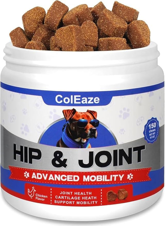 Glucosamine for Dogs 150 Count - Hip and Joint Supplement Chews with Chondroitin, MSM & Turmeric, Chondroitin Joint Supplement for Dogs - Hip & Joint Care for Joint Pain Relief - Chicken Flavor