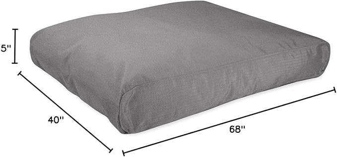 K9 Ballistics Tough Rectangle Pillow XXL Extra Large Dog Bed - Removable Cover, Washable, Durable & Water Resistant Dog Bed Made for Big Dogs 68" x40 Light Gray Velvet