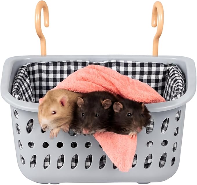 JWShang Rat Hammock for Cage, Chew Proof Hanging Basket Bed with Sturdy Hooks, Pet Cage Accessories, Safe Cozy Small Animal Rodent Hammock for Sugar Glider Mice Snuggling Sleeping
