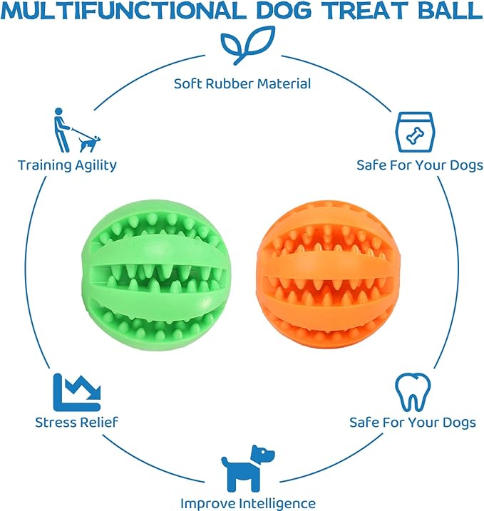 6 Pack Dog Puzzle Teething Chew Toy Balls Interactive Dog Toys for Treat Dispensing Durable Dog Ball for Puppy Tooth Cleaning