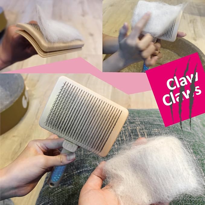 Pet Slicker Brush for Large Dogs, Wooden Handle with Stainless Steel Soft Pins, Gently Remove Tangled, Loose Undercoat and Mats Hair, Pet Grooming Tool, Wool Needle Felting Brush (8" Quick Cleaning)