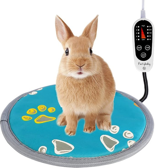 furrybaby Pet Heating Pad, Waterproof Dog Heating Pad Mat for Cat with Durable Anti-Bite Tube Indoor for Puppies Dogs Cats (1 Pack Green, Round 12in, Temp Adjustable)