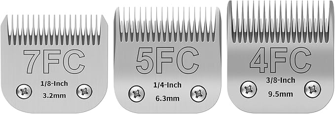 Pet Dog Grooming Detachable Ceramic Blades Kit,Compatible with Andis,Oster A5,Wahl KM10 Clippers,Cut Length 1/8"(3.2mm) to 3/8" (9.5mm),7FC+5FC+4FC
