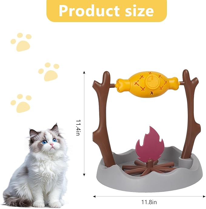 DFQ Cat Treat-Dispensing Slow Puzzle Feeder Bowls,Unique Rotatable Roast and Flame,Cognitive Training Game,Enrichment Interactive Stimulation Toys for Indoor Kitty