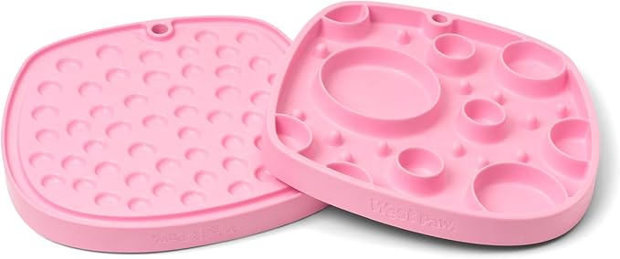 West Paw Seaflex Bubbles Feast Mat – All-in-One, Slow Feeder, Lick Mat – Encourages Foraging & Food Exploration - Engages Picky Eaters & Slow Feeding - Versatile – Easy to Clean, Non-Toxic - Bubblegum
