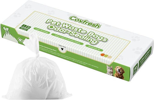 Odor-Sealing Dog Poop Bags, L/90-Count Leakproof & Durable Dog Waste Bags, Block Smells, Unscented (Color:White)