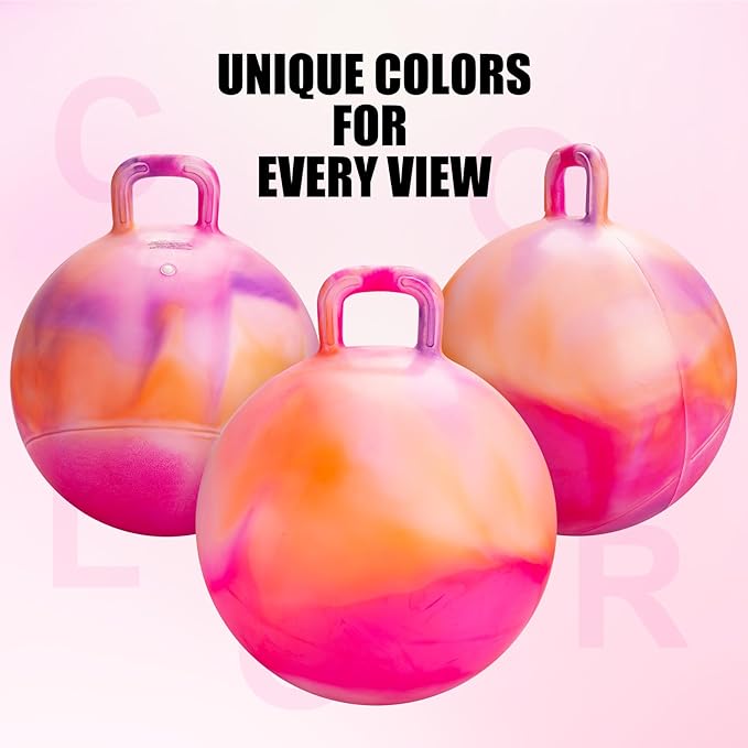 INPODAK Hopper Ball 18 Inch Bouncy Ball with Handle for Kids, Hippity Hop Jumping Bounce Hopping Toy for Boys Girls Ages 3-6 Includes Pump and Gift Box Great Gift for Birthday