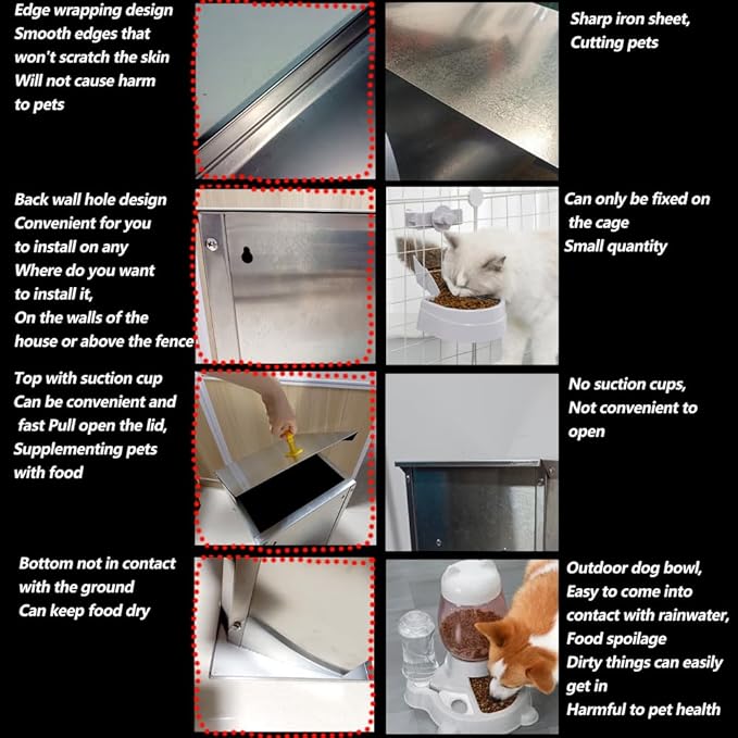 Pet Food Feeder for 25 Lb Kibble - Stainless Steel - Automatic Dog Food Dispenser Gravity Self Feeding Outdoor for Medium Dogs,Large Dog Breeds