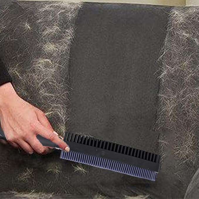 Rubber Pet Hair Removal Brush for Couch Clothes Dog Cat Pet Hair Carpet, Also Used as Dog Cat Bath Brush with Massage Effect(black)