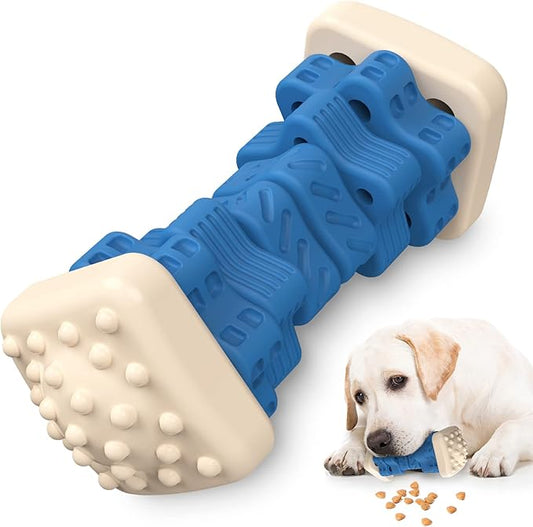 Dog Toys for Aggressive Chewers, Tough Dog Chew Toys, with Beef Flavor, Safe Rubber Indestructible, for Large Medium Small Dogs - Blue