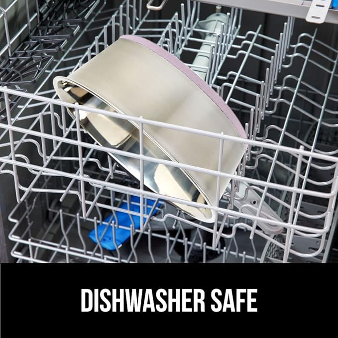 GORILLA GRIP Set of 2 Dog Bowls, Holds 8 Cups (64 fl oz), Heavy Duty Metal Food and Water Bowl for Feeding Dogs and Cats, Dishwasher Safe, Rust Resistant Stainless Steel, BPA Free Rubber Base, Lt Pink