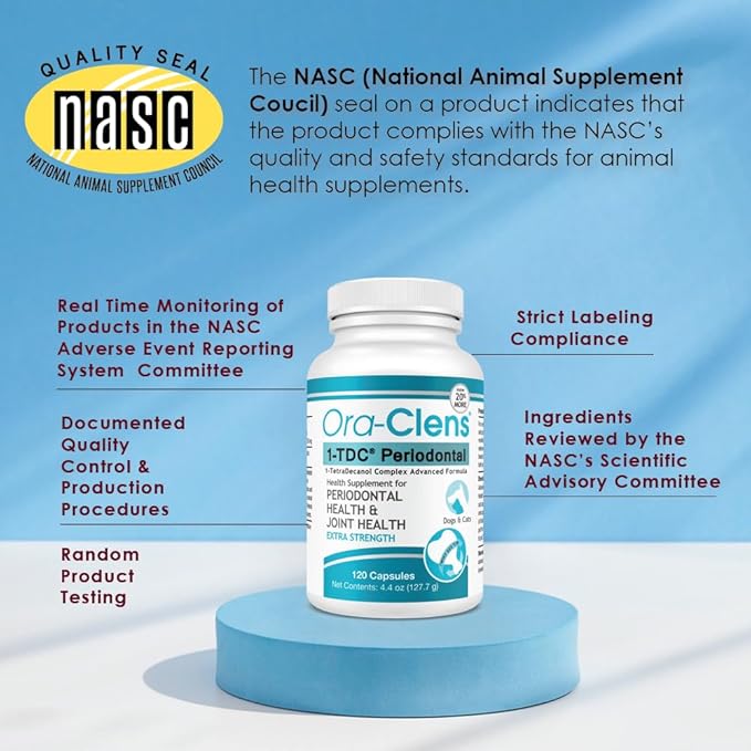 1-TDC Periodontal Supplement ES for Dog & Cat, Supports Oral, Hip & Joint Health, Muscle & Stamina Recovery, Skin & Coat Health, 120 Capsules