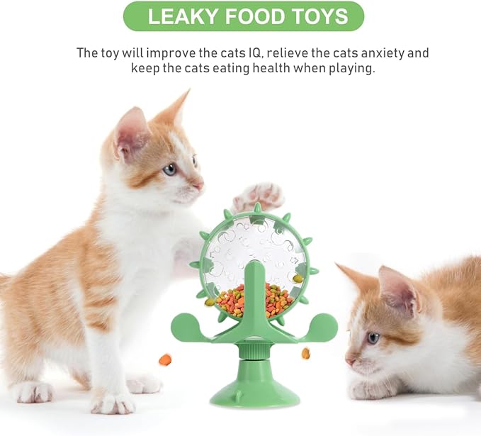 2pcs Interactive Pet Treats Dispenser Toy: 360 Degree Rotating Windmilt Feeding Windmill Dispenser Interactive Slow Food Toy for Cats and Dogs Enhances Iq Relieves Promotes Healthy Eating