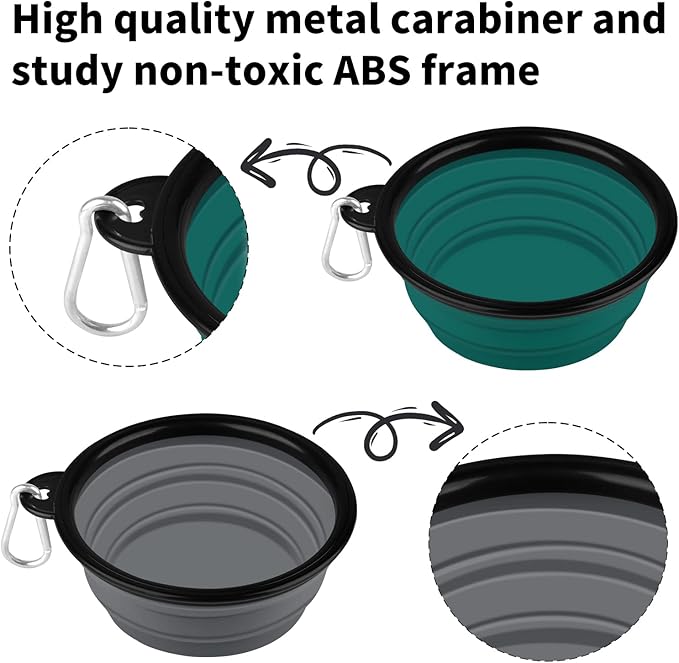 COOYOO Collapsible Dog Bowl,2 Pack Collapsible Dog Water Bowls for Cats Dogs,Portable Pet Feeding Watering Dish for Walking Parking Traveling with 2 Carabiners