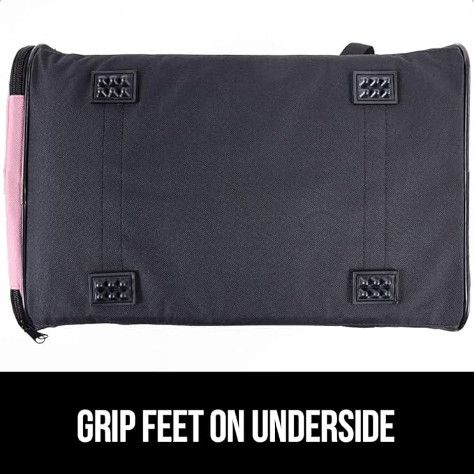 GORILLA GRIP Cat Carrier Travel Bag Up to 15 Lbs, Soft Collapsible Small Dog Carriers, Top and Side Entry Breathable Mesh, Grip Feet on Underside, Cozy Washable Waterproof Pad, Portable Kennel, Pink