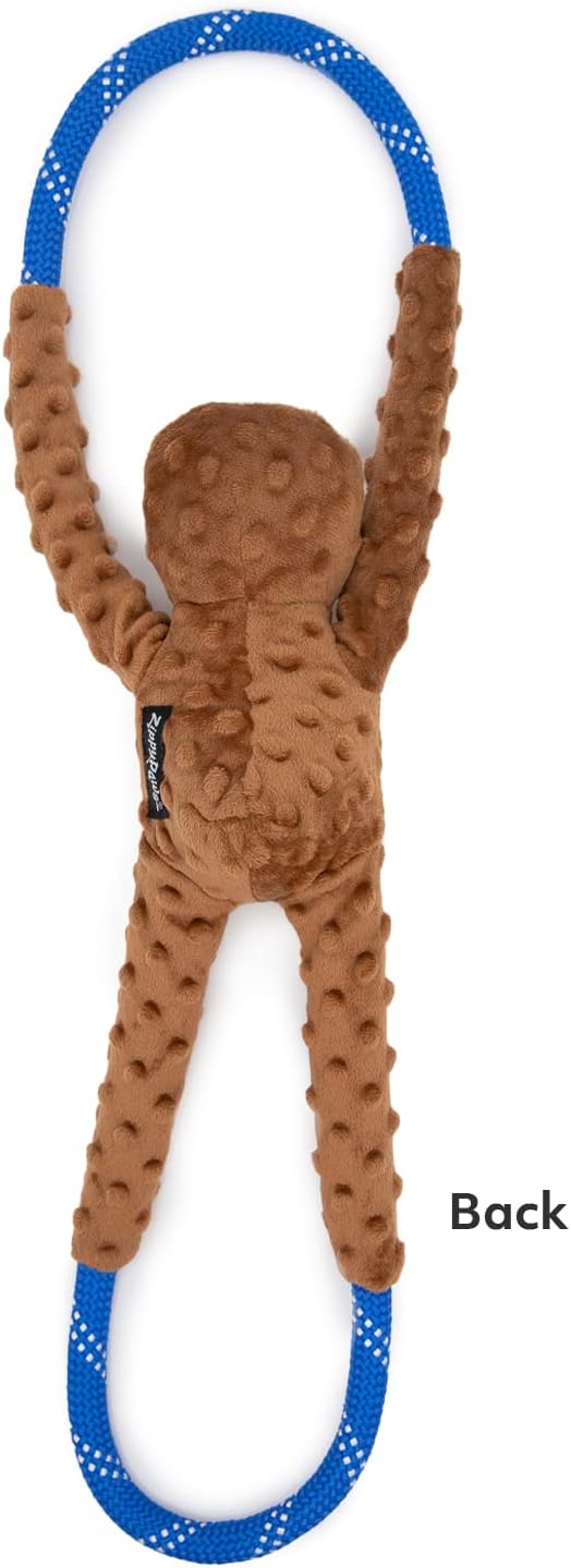 ZippyPaws RopeTugz - Durable Dog Pull Rope Toy, Interactive Tug of War for Large, Medium, & Small Dogs, Squeaky Pet Products to Keep Them Busy, Made with Heavy Duty Climbing Rope - Sloth