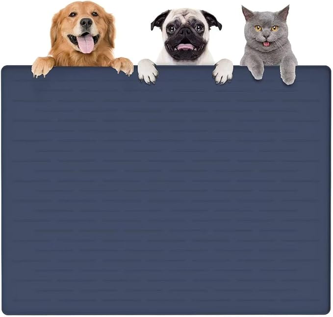 Large Dog Mats for Food and Water, 40"x30" Waterproof Pet Food Mats for Floor Nonslip Silicone Bowl Mats with Raised Edges