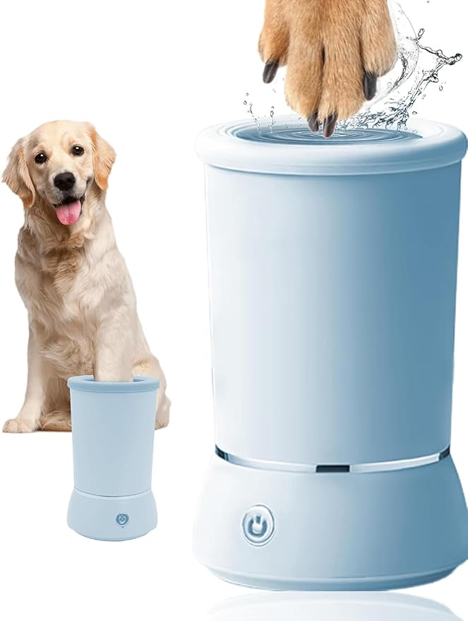 Automatic Dog Paw Cleaner for Dogs，Electric Dog Foot Paw Washer Cup and Massager，2 Speeds for Thorough Cleaning and USB Rechargeable,Pet Paw Feet Cleaner for Small Medium Dogs Cats (Blue)