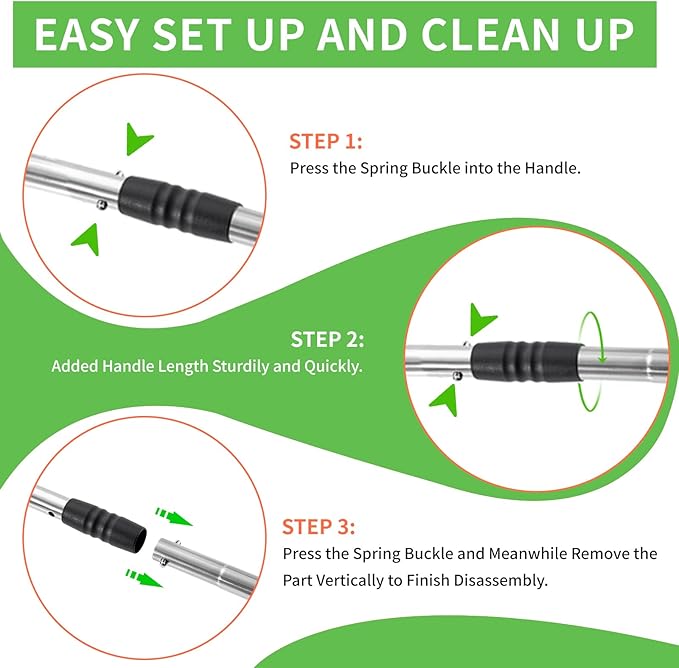 Large Chicken Poop Scooper, Metal Coop Scoop with 32" to 67" Adjustable Long Stainless Steel Handle, Chicken Poop Scooper for Sand with Heavy Duty Sifting Shovel for Chicken/ Horse/ Pet Coops (10 IN)