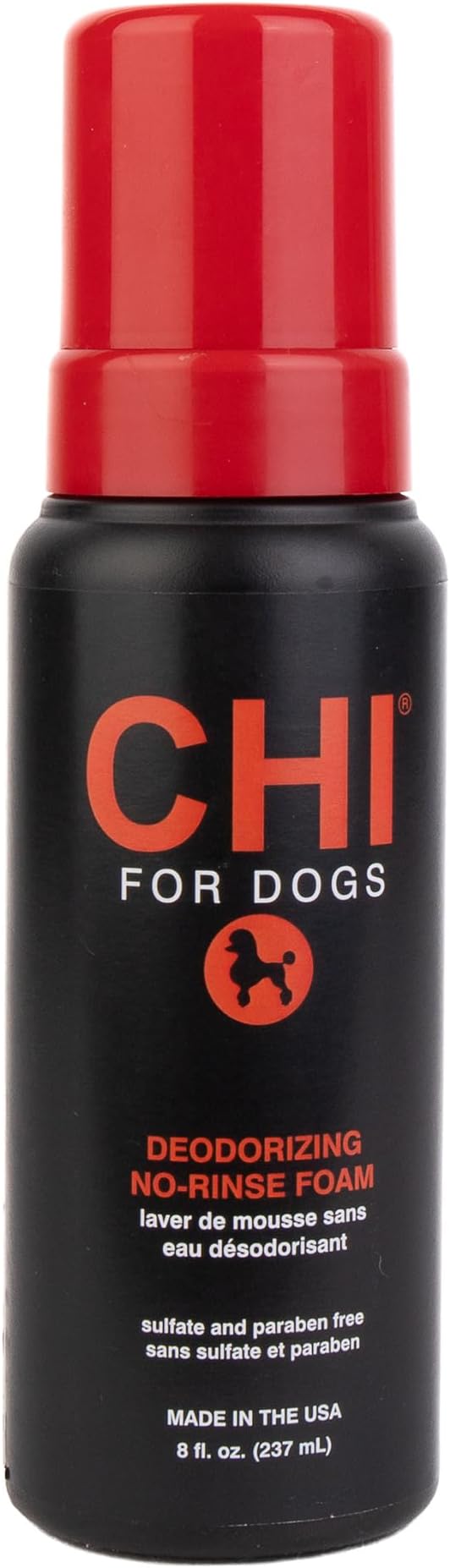 CHI for Dogs Deodorizing No-Rinse Foam - Dry Shampoo and Odor Eliminator for Dogs - Sulfate and Paraben Free - Made in USA - Waterless Pet Grooming Foam, Pump Bottle, 8 Fl Oz