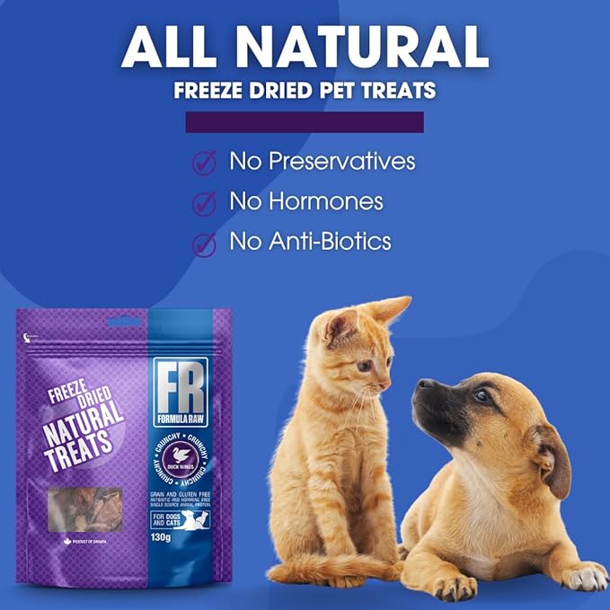 Freeze-Dried Duck Wings for Pets – Crunchy Whole Wing Treats for Dogs and Cats – Natural Raw Meaty Bones for Chewing and Dental Health