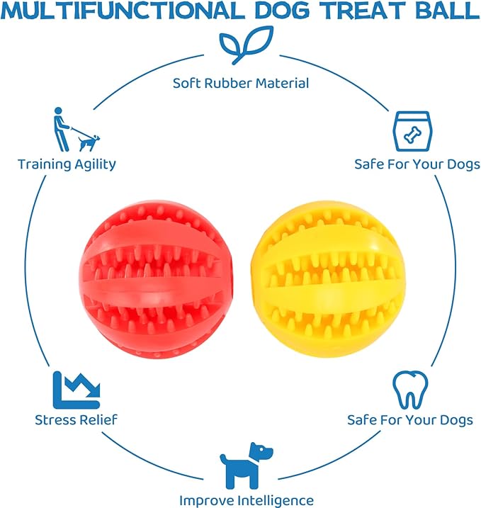 4 Pack Dog Puzzle Teething Chew Toy Balls Interactive Dog Toys for Treat Dispensing Durable Dog Ball for Puppy Tooth Cleaning