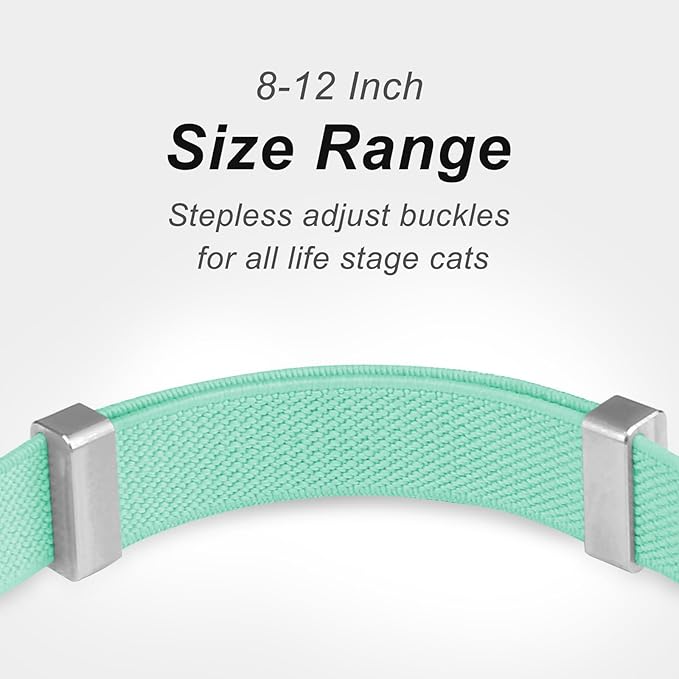 AirTag Cat Collar,Ultra Elastic Cat Tracker Collar with Apple Air Tag Holder, [Lightweight][Scratch Resistant] Stepless Adjustable GPS Pet Collar for Cats Kittens (Green)