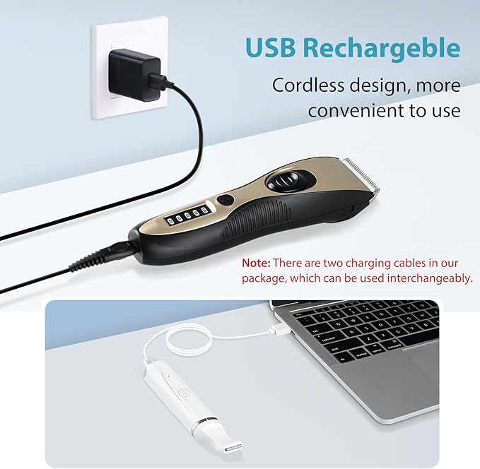 FERRISA 3 in 1 Dog Grooming Kit, Low Noise Rechargeable Dog Clippers for Grooming, Nail Trimmers for Small Dogs, Cordless Small Pet Grooming Clippers for Paws, Eyes, Ears, Face, Rump