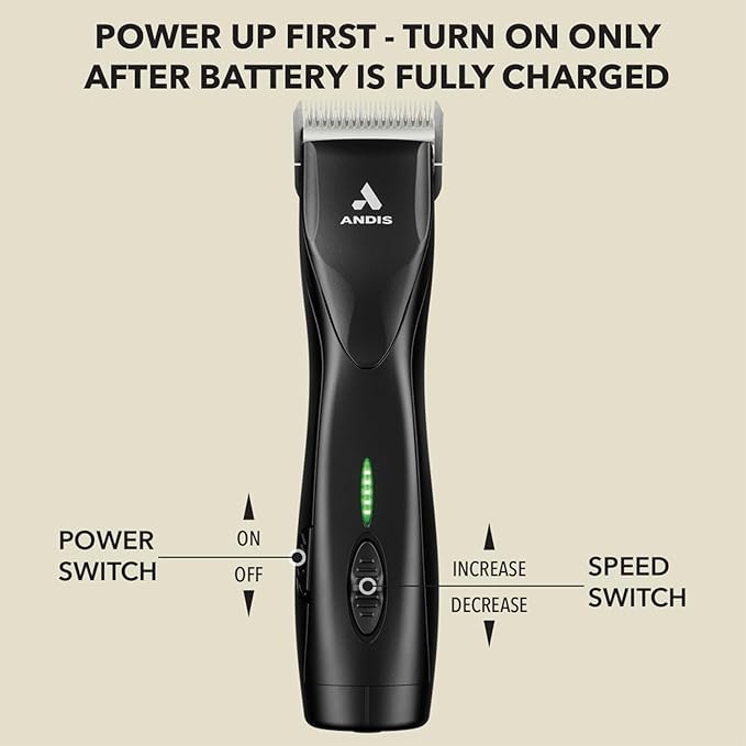 Andis 79170 Pulse Zr II 5-Speed Detachable Blade Clipper, Cordless Animal/Dog Grooming, Removable Lithium Ion Battery, LED Charge Light, Black