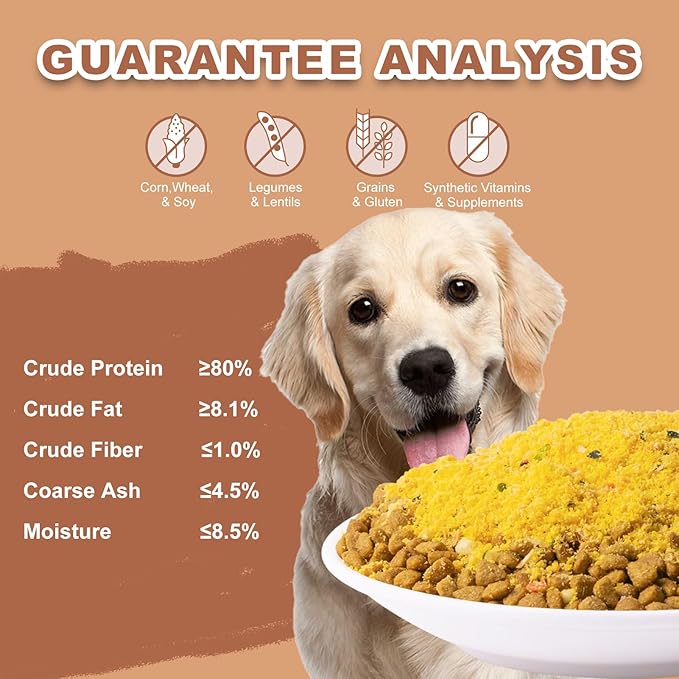 Freeze-Dried Dog Food Topper - Natural High Protein Mix with Fruits, Vegetables & Egg Yolk Powder for Picky Eaters (8 oz)