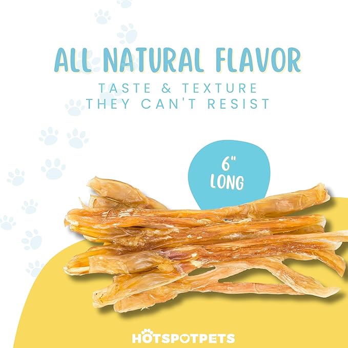 hotspot pets Beef Tendon Chews for Dogs (10 Pack) - Made in USA - 8 Inch All Natural, Free-Range, Grass-Fed Premium USDA Gambrol Beef Tendon Stick Treats, Great for Joint Health
