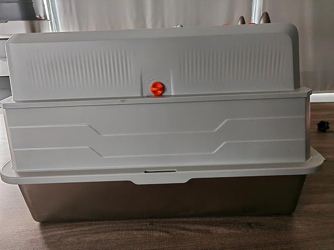 XXXL Stainless Steel Litter Box with Lid, Extra Large 28" L x 20" W x 17" H Enclosed Metal Cat Litter Box with Litter Scoop & Foot Pedal, Odor Control, Easy Cleaning for Big Cats (Light Grey)