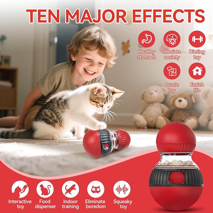 Interactive cat treat dispenser toy ball dispensing for cats interactive feeder toys indoor puzzle cats slow food puzzlesControl Diet& Reduce Boredom increase fun(All Breeds)