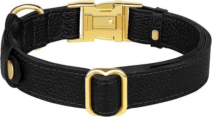 Leather Airtag Dog Collar - Soft Tracking Dog Collar with Apple AirTag Holder and Metal Buckle - Safety GPS Pet Collars for Small Medium Large Dogs Puppy Pink Red (Black, M, 14"-18" Neck Fit)