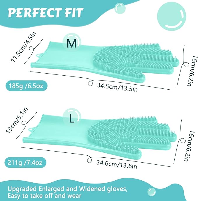 Pecute Heat Resistant Pet Grooming Gloves, Green, with High-Density Teeth, Silicone Bathing and Massaging Gloves for Dogs and Cats