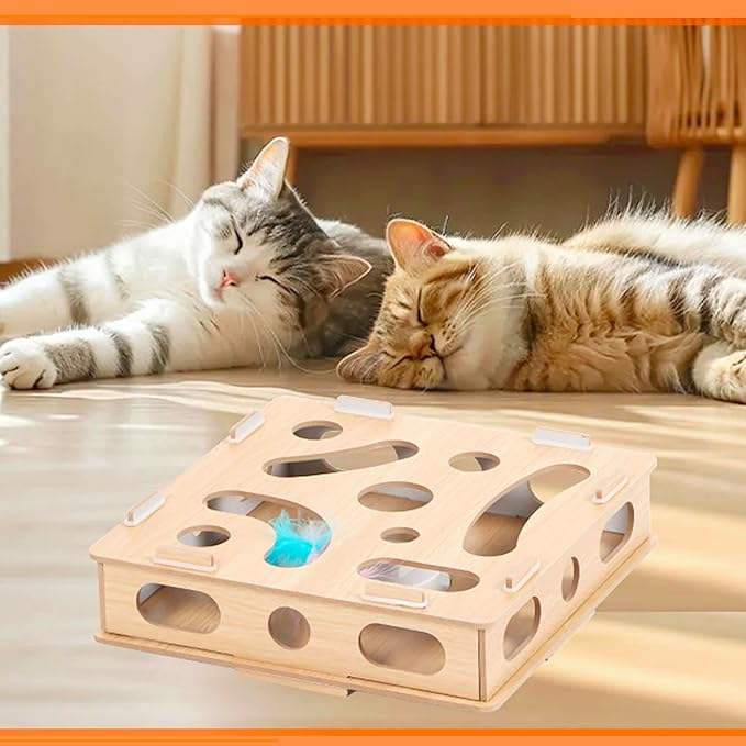 Cat Puzzle Toy - Interactive Cat Toys, Kitten Ball Toy with Soft Felt Maze Game Puzzle Box for Cats