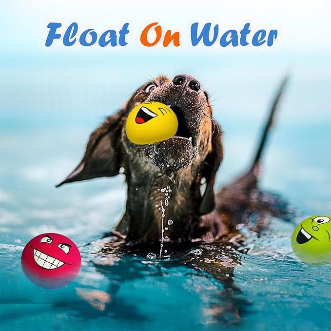 Small Squeaky Dog Toys for Small Dogs Toys, Soft Latex Small Dog Squeaky Toys, Flat Squeaky Dog Balls for Small Breeds, Smile Face Puppy Squeaky Toys 6PCS