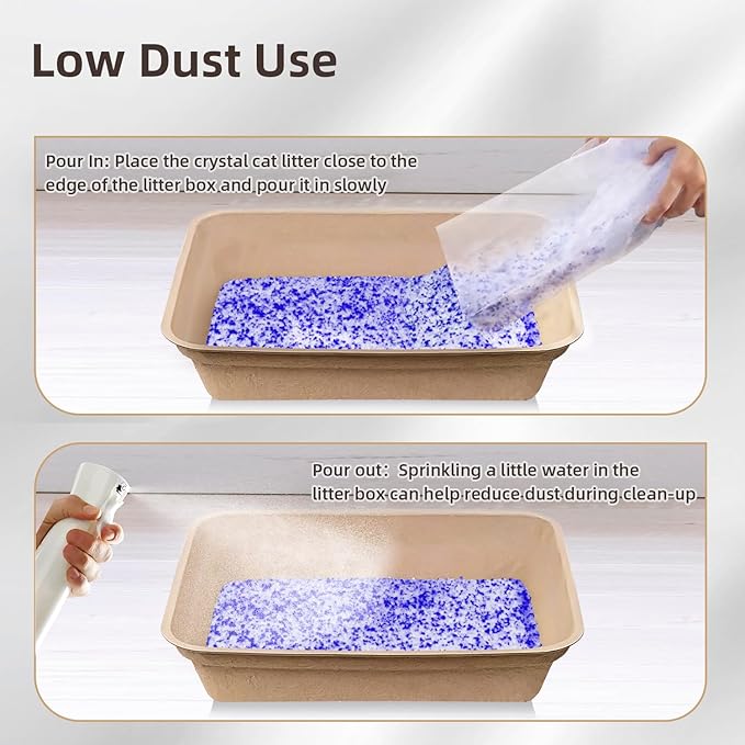 LaSyL Premium Crystal Cat Litter - 34.4 lb, Four Months Lasting - Superior Odor Control & Absorption, Non-Clumping, Low Tracking Silica Gel Safe for Pet, White & Blue (8 Bags of 4.3 lb)