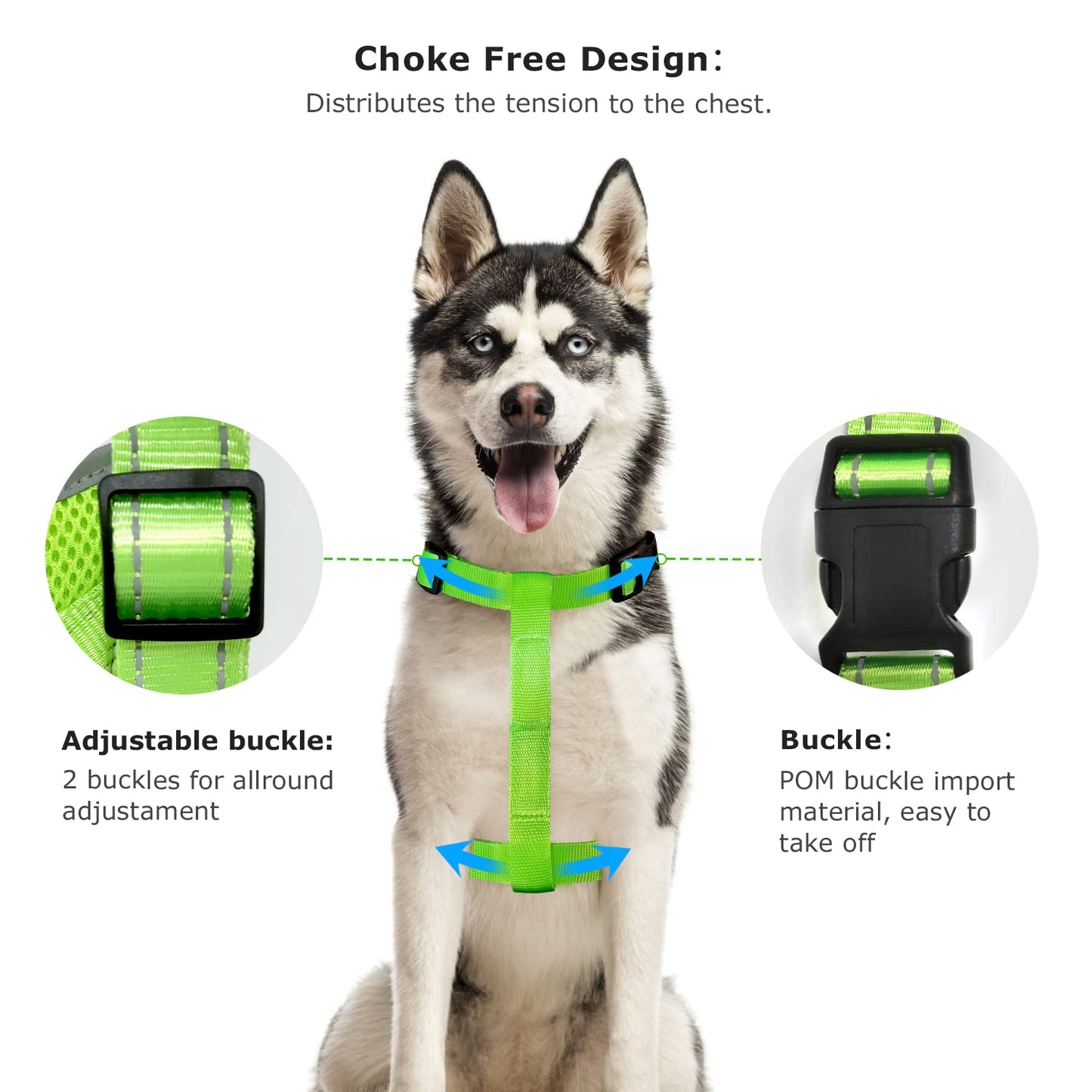 Tripolaco Light Up Dog Harness, High Visibility LED Dog Harness for Night Walking, USB Rechargeable Glowing Dog Harness - Flashing for Small/Medium/Large Dogs (Green)