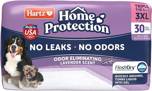 Hartz Home Protection Lavender Scented USA Made Dog Pads, 3XL 30 Count, Super Absorbent & Won't Leak, Odor Eliminating
