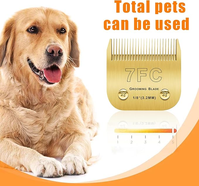 Andis/Oster A5/Wahl KM-10 Series Compatible 7F Dog Grooming Blades - 3PCS Detachable Gold 7FC